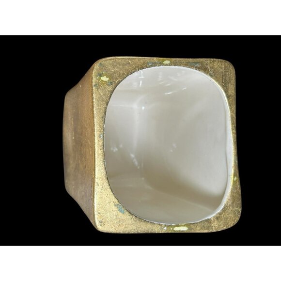 Luxe Gold Leaf Antiqued Bathroom Vanity Decor Lidded Canister Set Neiman Marcus - Picture 8 of 16